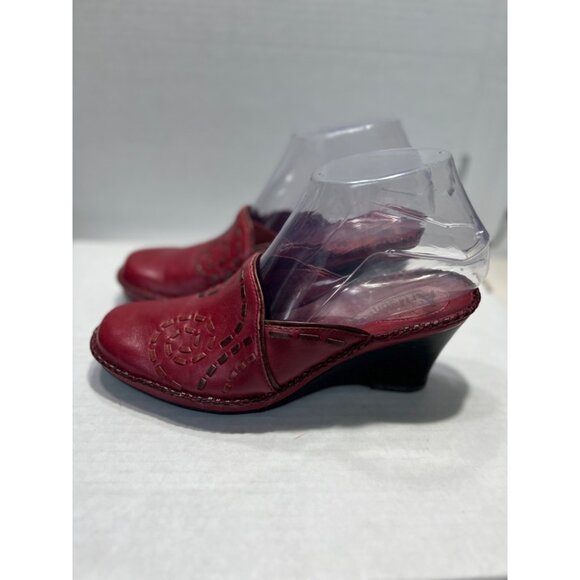 Dansko Wedge Clogs Womens Size 6 M Red Leather - Picture 6 of 10